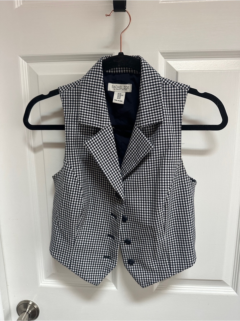 Rachel Zoe Black & White Gingham Tailored Vest